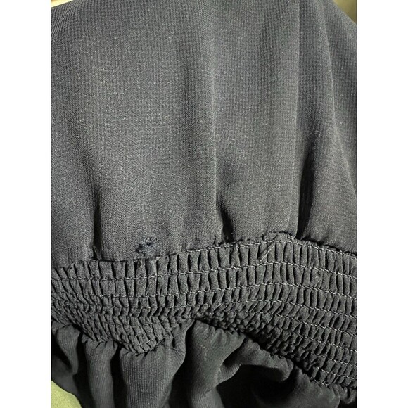 1 STATE Dress Women Large Navy Blouson Mini Ruffle Flutter Sleeve Smocked Fair - Picture 9 of 9